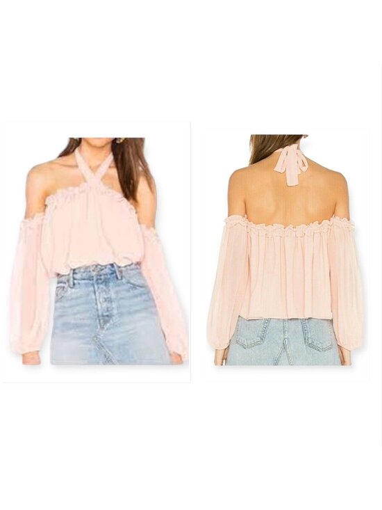 Misa Los Angeles Tops - New with Tag MISA Pink Chiffon Lively Off the Shoulder Blouse, Size S